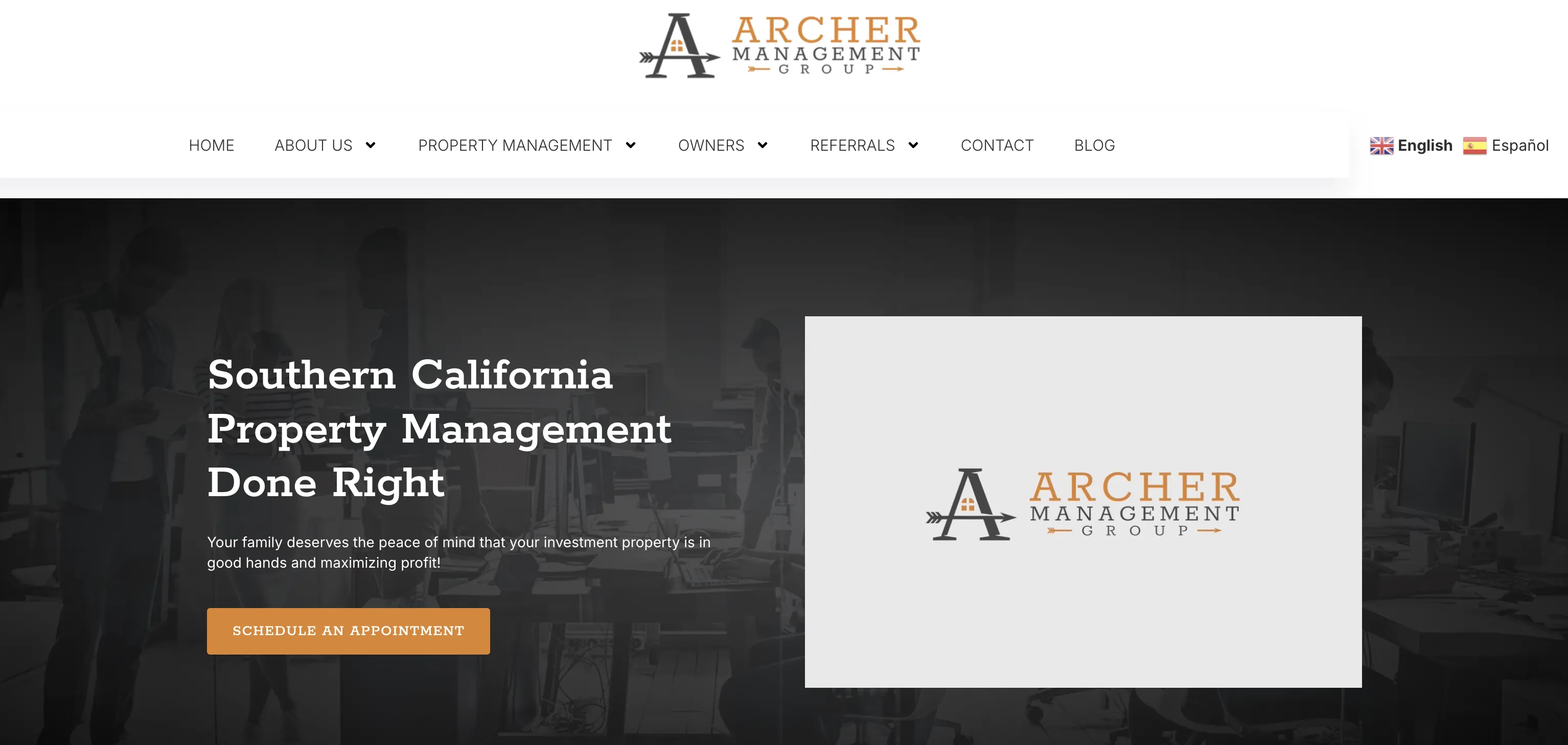 Archer Management Group website screenshot