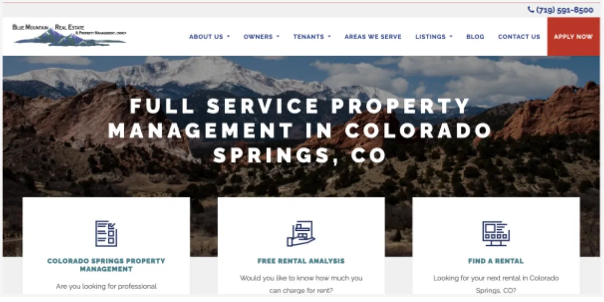 Blue Mountain Real Estate & Property Management website
