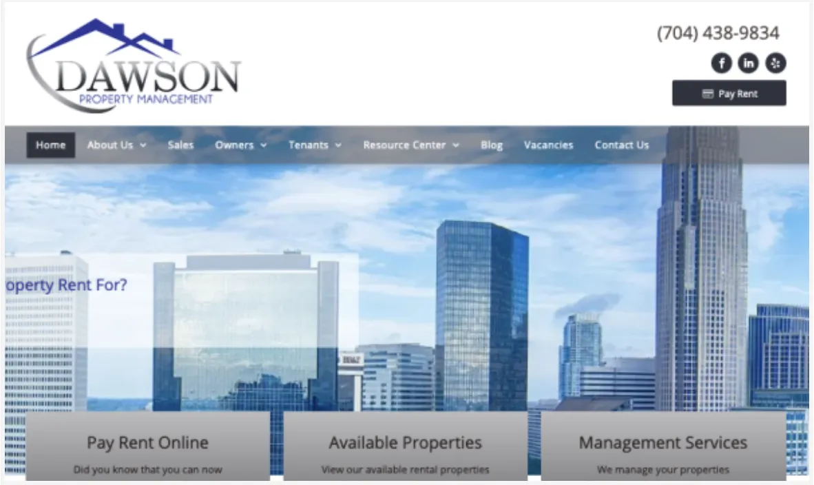 Dawson Property Management website screenshot