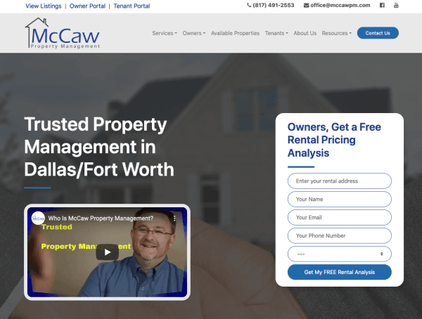 McCaw Property Management website screenshot