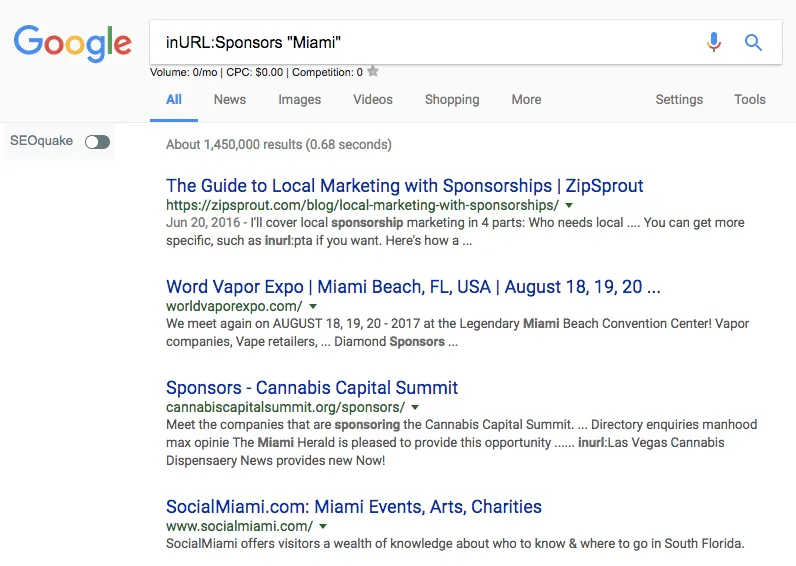 Local sponsorship search command